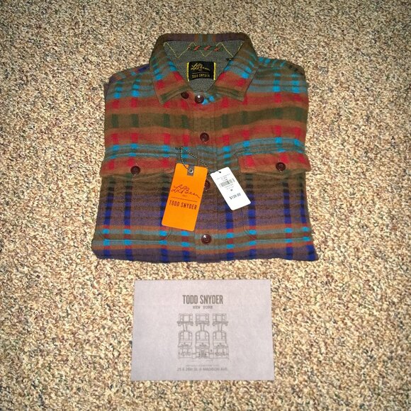L.L.BEAN x TODD SNYDER Jacquard Pattern Flannel Chamois Shirt - Picture 2 of 12